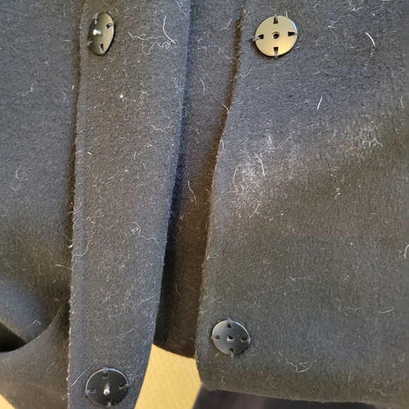 Kenneth Cole Black Wool Coat Sweater Sleeves, Snap Button Up - Picture 3 of 10